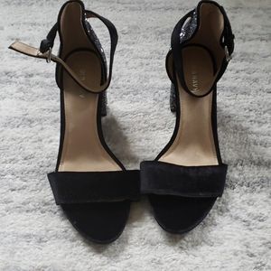 Old navy faux black suede silver glitter heel
